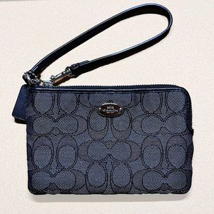 Coach Monogram Black Wristlet Pouch